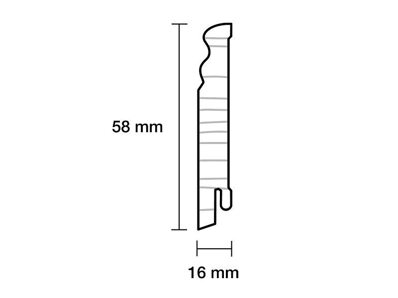 Sockelleiste Hamburger Profil Kiefer weiß 16 x 58 mm