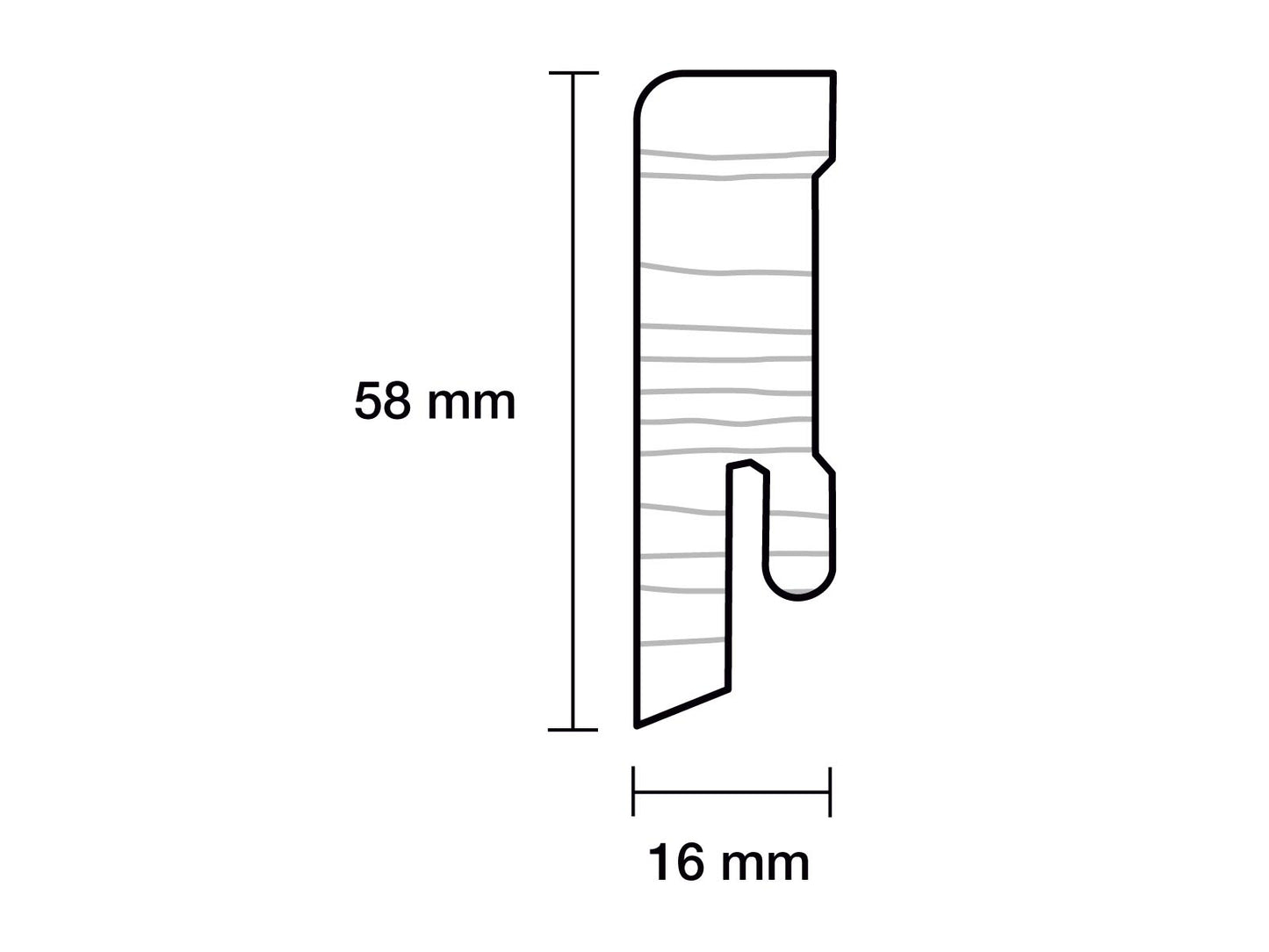 Sockelleiste weiß, deckend lackiert 16 x 58 mm