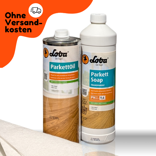 LOBA Profi-Pflegeset: ParkettOil & ParkettSoap + 3 Ölsaugtücher GRATIS