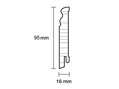 Sockelleiste Hamburger Profil Kiefer weiß 16 x 95 mm