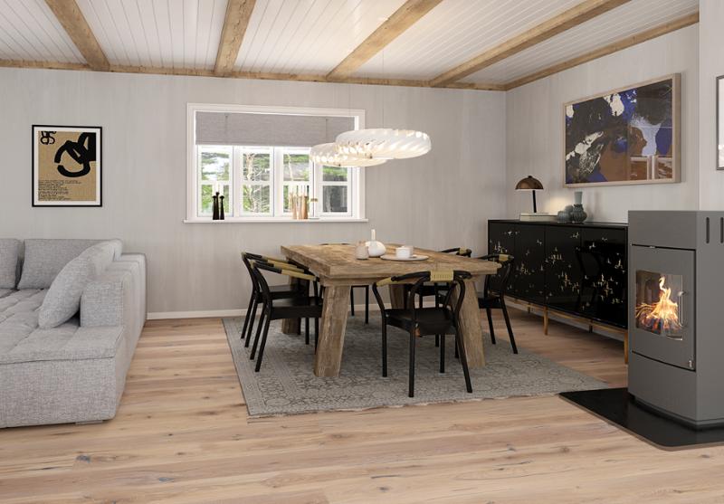 Parkett Landhausdiele Eiche Vintage weiss von BOEN mit lebhaftem Farbspiel und zahlreichen Ästen - damit holen sie sich die Natur ins Haus!