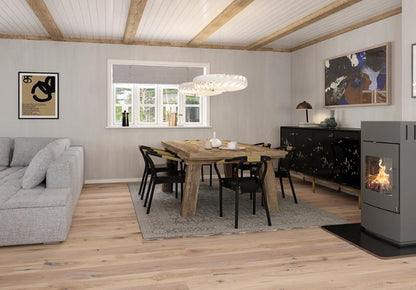 Parkett Landhausdiele Eiche Vintage weiss von BOEN mit lebhaftem Farbspiel und zahlreichen Ästen - damit holen sie sich die Natur ins Haus!