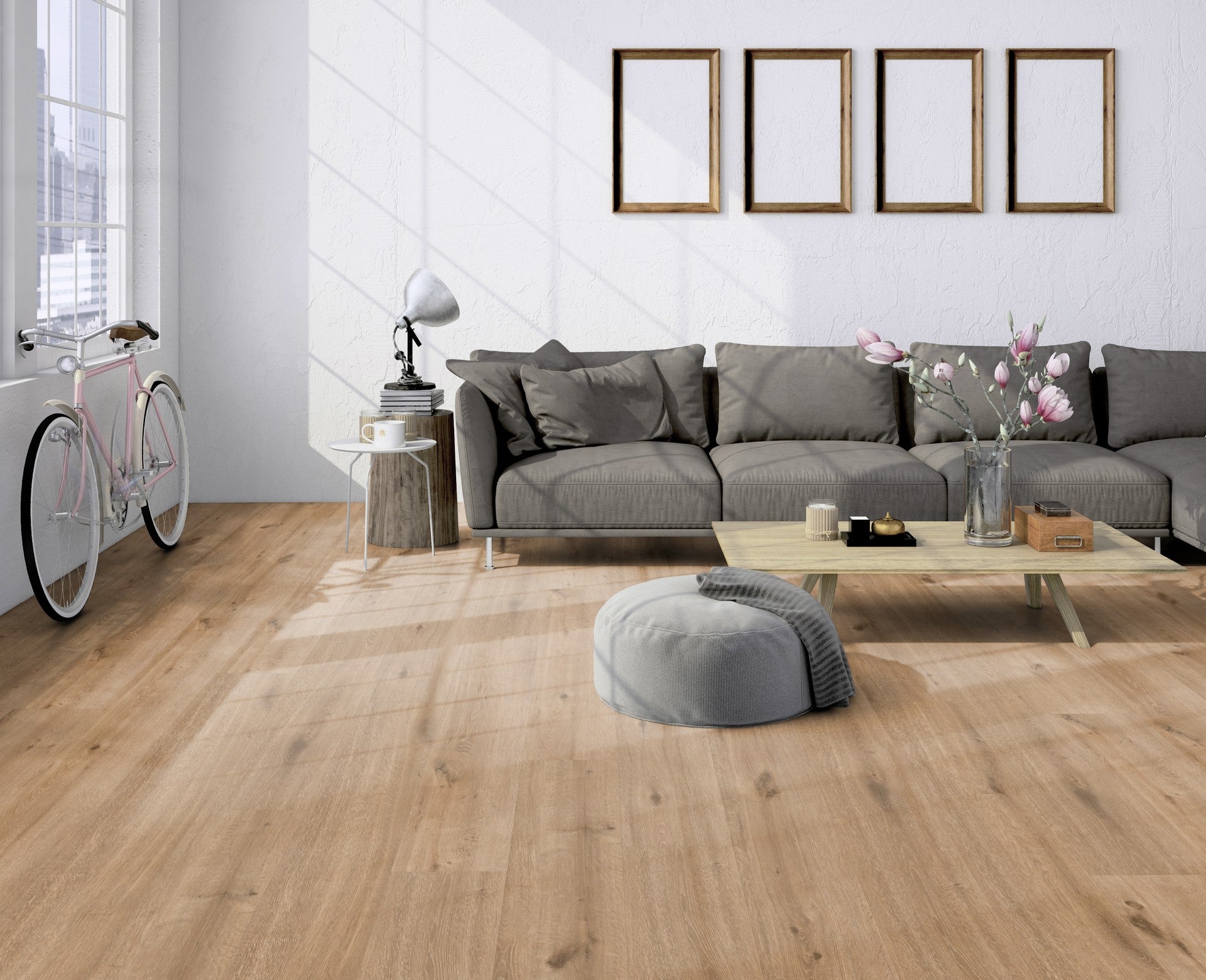 ter Hürne Klick-Vinyl Eiche Thomas XL-Landhausdiele, 8,6 mm HDF-Kern mit integrierter Kork-Trittschalldämmung, rustikale Holzoptik.