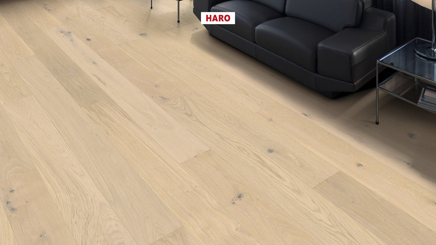 Raumbild, Wohnzimmer Inspiration, Landhausdiele 180, Eiche lichtweiß im Raum, helles Parkett, Interieur Design