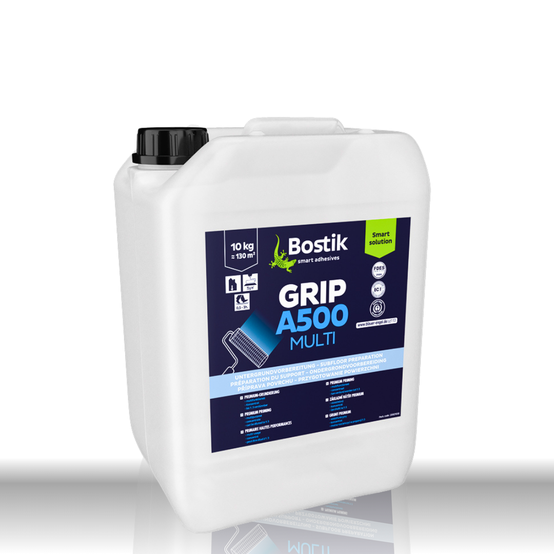 Bostik GRIP A500 MULTI 10kg Kanister – Schnelltrocknende Premium-Grundierung und Haftbrücke für Boden- und Parkettarbeiten.